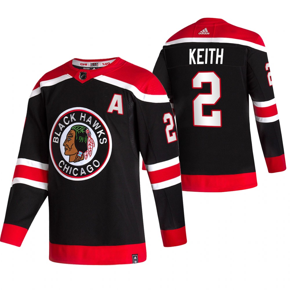 2021 Adidias Chicago Blackhawks #2 Duncan Keith Black Men Reverse Retro Alternate NHL Jersey